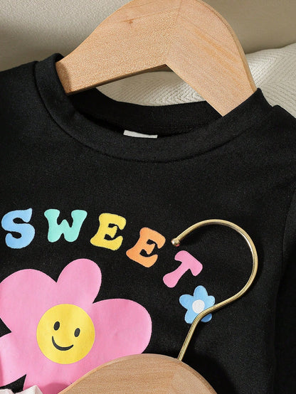 3pcs/Set Baby Girl Light Pink Unicorn Graphic Long Sleeve Knit Pullover T-Shirts,Casual Autumn Back-To-School Graduation Crew Neck Tops For 6M-3T