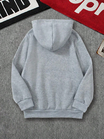 3pcs/Set Teen Boy Casual Solid Color Minimalist Pullover Hooded Sweatshirt With Pocket, Spring/Autumn