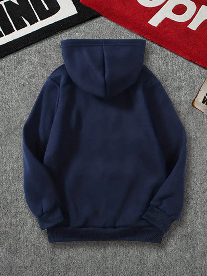 3pcs/Set Teen Boy Casual Solid Color Minimalist Pullover Hooded Sweatshirt With Pocket, Spring/Autumn