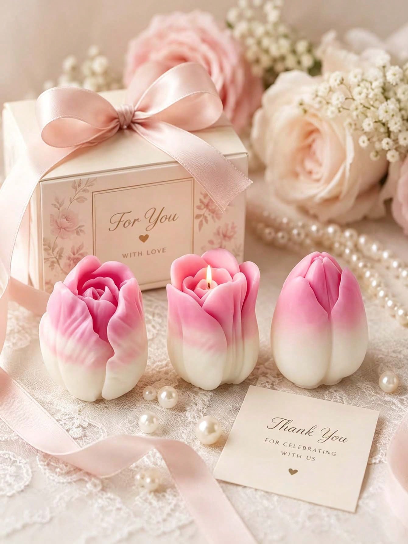 3pcs Tulip-Shaped Candle Molds, Suitable For Heat-Resistant Silicone Flower Molds, Featuring Realistic Tulip Petals, For Candle Making, Craft Wax Molds, Weddings, And Holiday Decorations