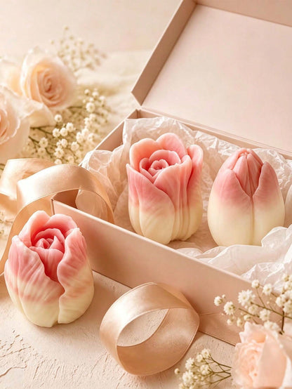 3pcs Tulip-Shaped Candle Molds, Suitable For Heat-Resistant Silicone Flower Molds, Featuring Realistic Tulip Petals, For Candle Making, Craft Wax Molds, Weddings, And Holiday Decorations