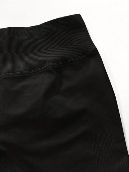 3pcs Women's Sports Shorts, Seamless Elastic Tight, High Waist Anti-Sheer Tummy Control Yoga Shorts, Suitable For Fitness, Running, Yoga, Sports And Casual Wear.