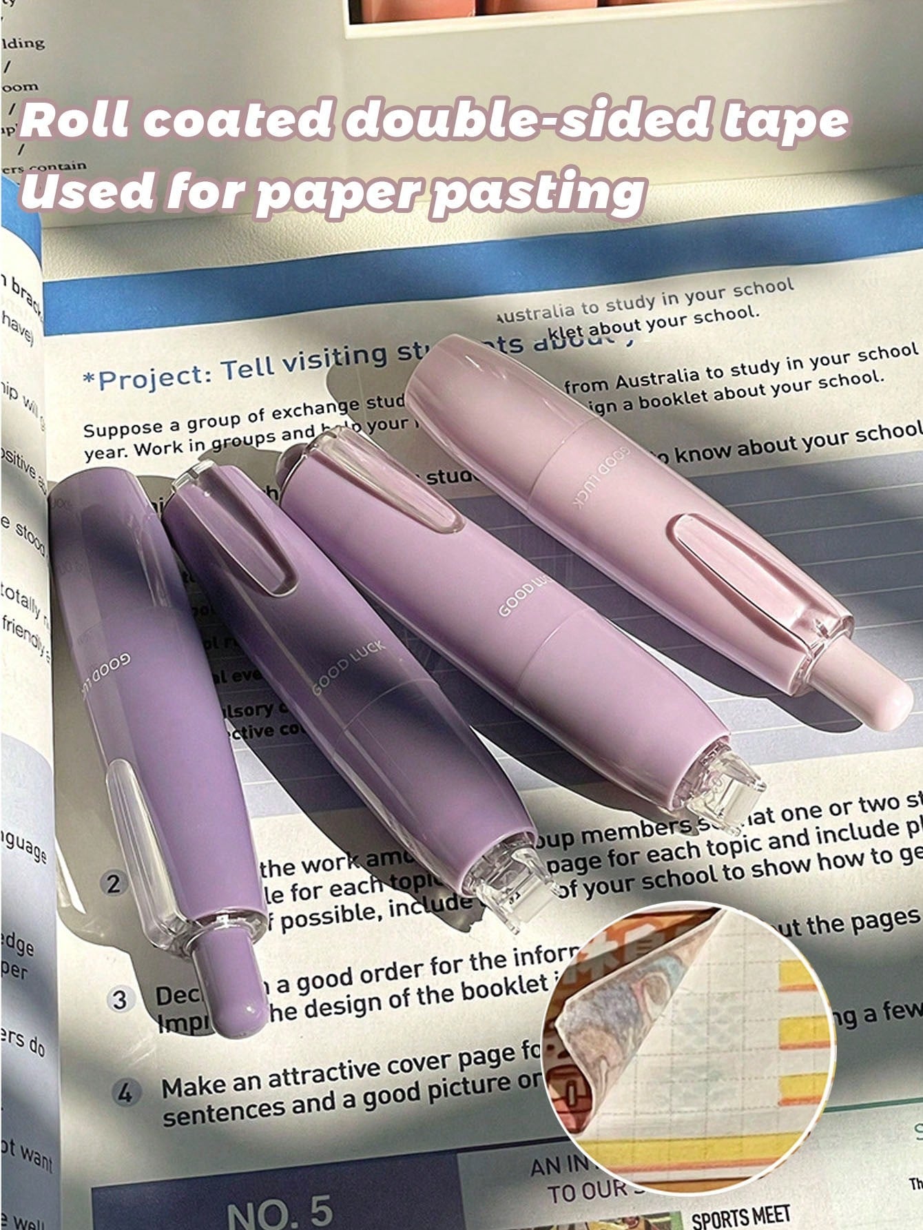 4-1 Roll Permanent Double-Sided Coated Tape, Adhesive Tape Dispenser For Scrapbooking, Crafts, Arts, Photos, Smooth And Clean, Back To School Essential