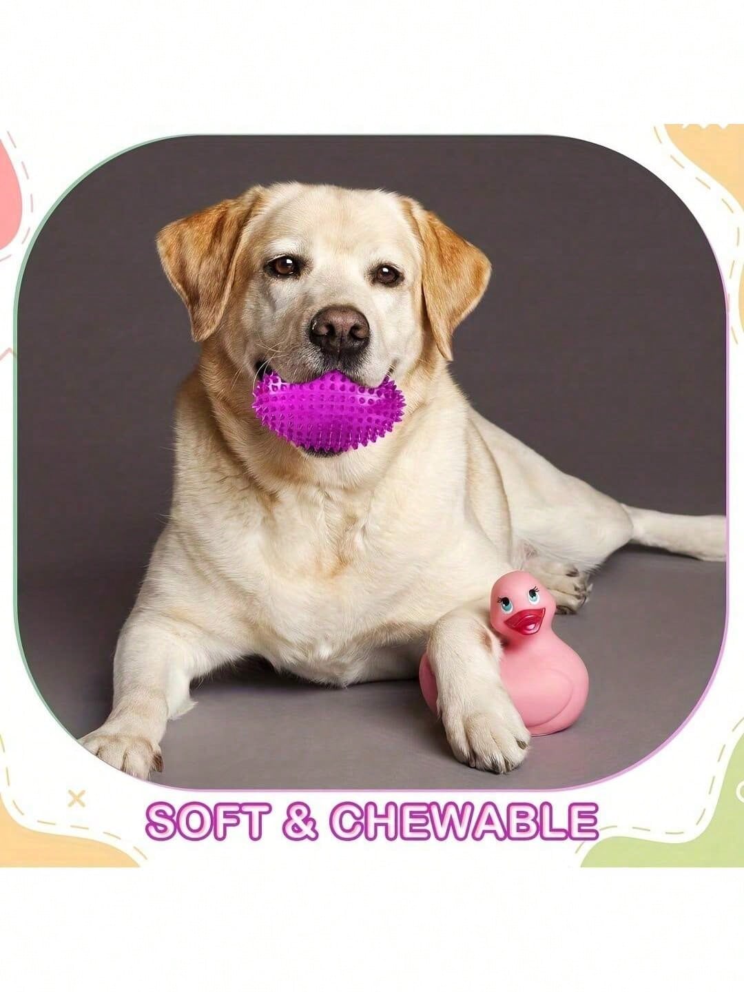 4.5 Inch Spiky Squeaky Ball Dog Toy For Medium And Large Dogs, Puppy Chew Toy For Strong Chewers, Fetch Training Toy, Large Spiky Chew Ball With Squeaker