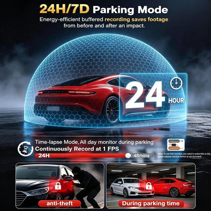 4 Channel Dash Cam Front And Rear 4K 360°View Dash Camera For Cars With GPS, G-Sensor, 5G WiFi, Loop Recording, App Control, 8 Lamps IR Night Vision, 24/7 Parking Mode, 64G Card