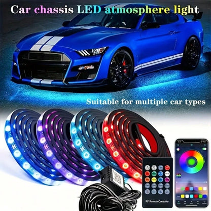 4 In 1 Car Underbody Light LED Light, Car Underbody Light Kit APP And Remote Control RGB Multicolor Music Synchronized Underbody Lighting Neon Strip Light, Suitable For Cars Trucks SUVs And More, Auto