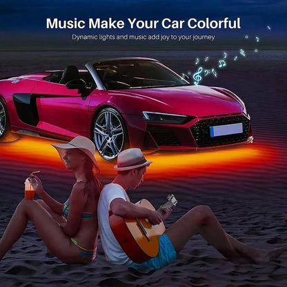 4 In 1 Car Underbody Light LED Light, Car Underbody Light Kit APP And Remote Control RGB Multicolor Music Synchronized Underbody Lighting Neon Strip Light, Suitable For Cars Trucks SUVs And More, Auto