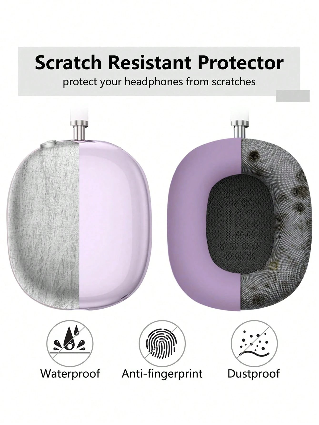 4-In-1 Silicone Protective Case For Max, Transparent Soft TPU Earcup Cover/Earpads Cover/Headband Cover, Compatible With Max (2024/2020), Transparent Accessories, Compatible With Apple Max (USB-C)