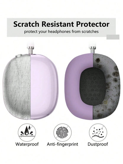 4-In-1 Silicone Protective Case For Max, Transparent Soft TPU Earcup Cover/Earpads Cover/Headband Cover, Compatible With Max (2024/2020), Transparent Accessories, Compatible With Apple Max (USB-C)