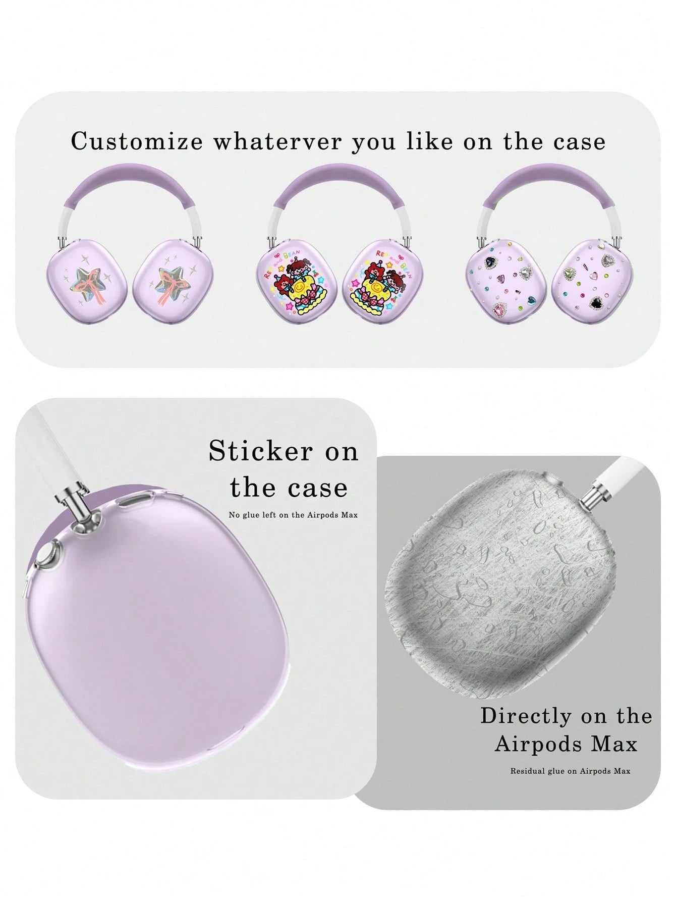 4-In-1 Silicone Protective Case For Max, Transparent Soft TPU Earcup Cover/Earpads Cover/Headband Cover, Compatible With Max (2024/2020), Transparent Accessories, Compatible With Apple Max (USB-C)