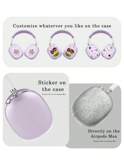 4-In-1 Silicone Protective Case For Max, Transparent Soft TPU Earcup Cover/Earpads Cover/Headband Cover, Compatible With Max (2024/2020), Transparent Accessories, Compatible With Apple Max (USB-C)