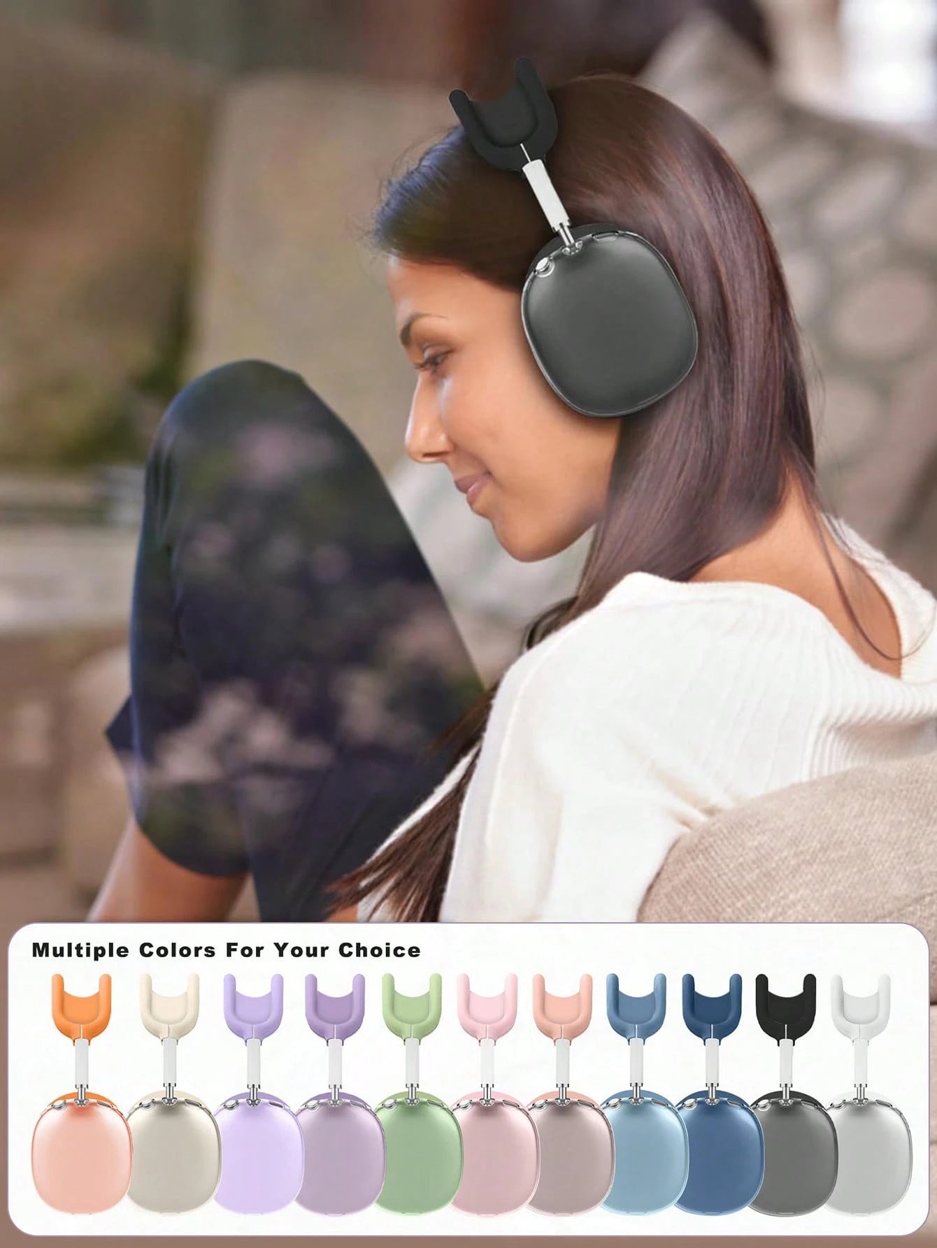 4-In-1 Silicone Protective Case For Max, Transparent Soft TPU Earcup Cover/Earpads Cover/Headband Cover, Compatible With Max (2024/2020), Transparent Accessories, Compatible With Apple Max (USB-C)