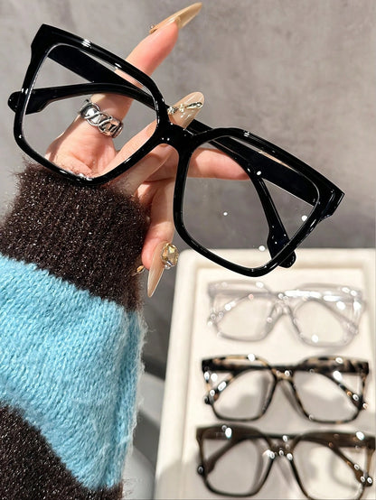 4-Piece Blue Light Glasses Women Set| Unisex Minimalist Style| Ideal For Reading & Computer Use| Multiple Color Combinations| Stylish Fashion Accessories For All Occasions Large-Frame Glasses