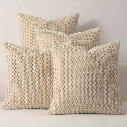 4 Soft Velvet Modern Double-Sided Design Sofa Pillowcases, Office Chair Backrest Pillowcases, Bedside Cushion Covers, And Machine-Washable Sofa And Bed Decorative Cushion Covers