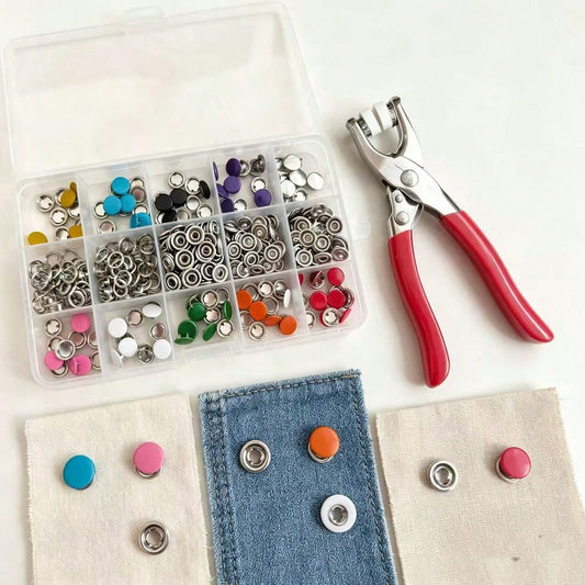 400pcs/100sets Metal Claw Clasp Set With Metal Manual Pliers, Multi-Color, Suitable For Various Projects, Clothing, Hats And Bags, Including Metal Sewing Supplies, Fabric Reinforcement And Home Sewing