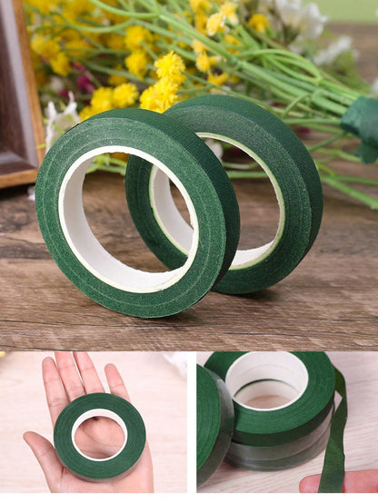 40m 2 Rolls Garden Tape, Green Floral Tape For Valentine's Day Bouquet, Flower Stem Paper Tape, Stamen Wrapping, DIY Handmade Material For Flower Shop, Wedding Supplies, Packaging, Mother's Day, Easte