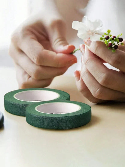 40m 2 Rolls Garden Tape, Green Floral Tape For Valentine's Day Bouquet, Flower Stem Paper Tape, Stamen Wrapping, DIY Handmade Material For Flower Shop, Wedding Supplies, Packaging, Mother's Day, Easte