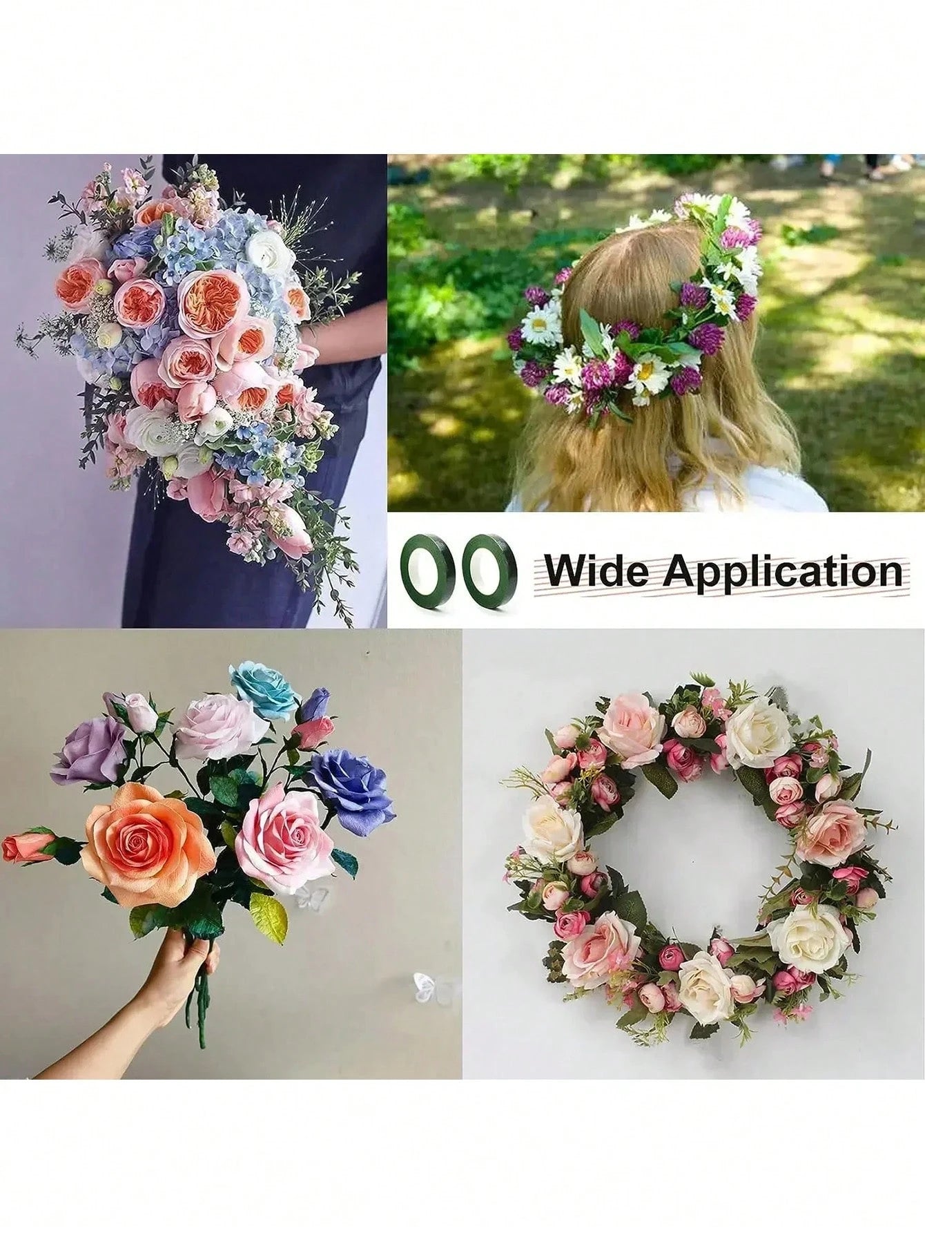 40m 2 Rolls Garden Tape, Green Floral Tape For Valentine's Day Bouquet, Flower Stem Paper Tape, Stamen Wrapping, DIY Handmade Material For Flower Shop, Wedding Supplies, Packaging, Mother's Day, Easte