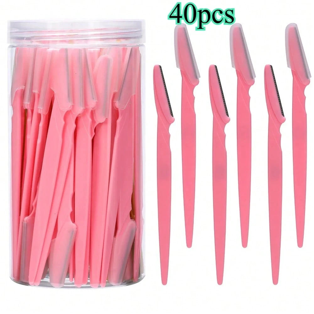 40pcs/20pcs/10pcs Eyebrow Trimmer Makeup Beauty Tool Facial Body Hair Removal Razor Blade Women Eyebrow Shaping Knife