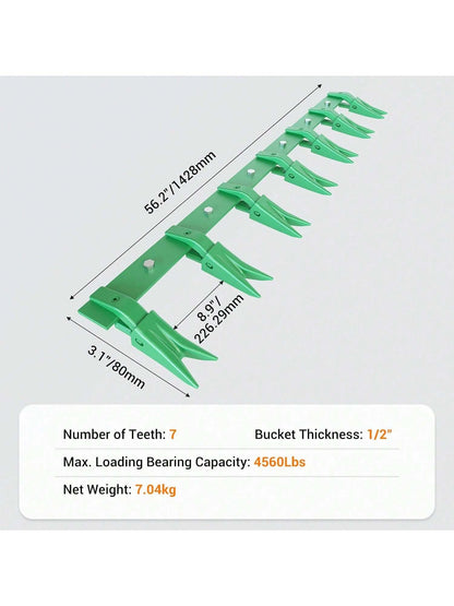 46/49/53/57"Home Tool Bucket Tooth Bar,Heavy Duty Tractor Bucket Teeth Bar For Sub-Compact Tractor Loader, 4560 Lbs Load-Bearing, Fits Bucket Cutting Edges Sized 1/2" Or Less With No Drilling Required