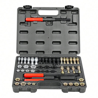 49-Piece Thread Chaser Set, UNC UNF And Metric Thread Restorer Tool, Rethreading Tool Kit With 22 Taps 24 Dies 3 Thread Files Storage Case, Heat Treated Steel, For Mechanics DIY Enthusiasts