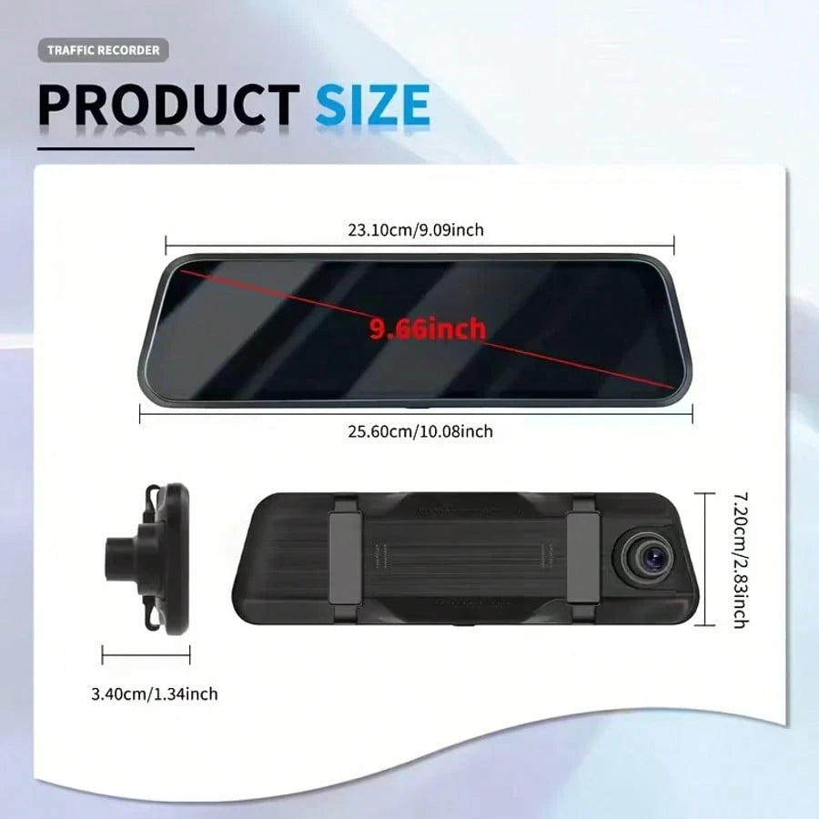 4K Mirror Dash Cam Front And Rear, 9.66" 2.5D Curved Touch Screen, Auto Dimming Anti-Glare, Super Night Vision, 170° Wide Angle, Backup Camera, 32GB Card Included