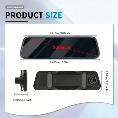 4K Mirror Dash Cam Front And Rear, 9.66" 2.5D Curved Touch Screen, Auto Dimming Anti-Glare, Super Night Vision, 170° Wide Angle, Backup Camera, 32GB Card Included
