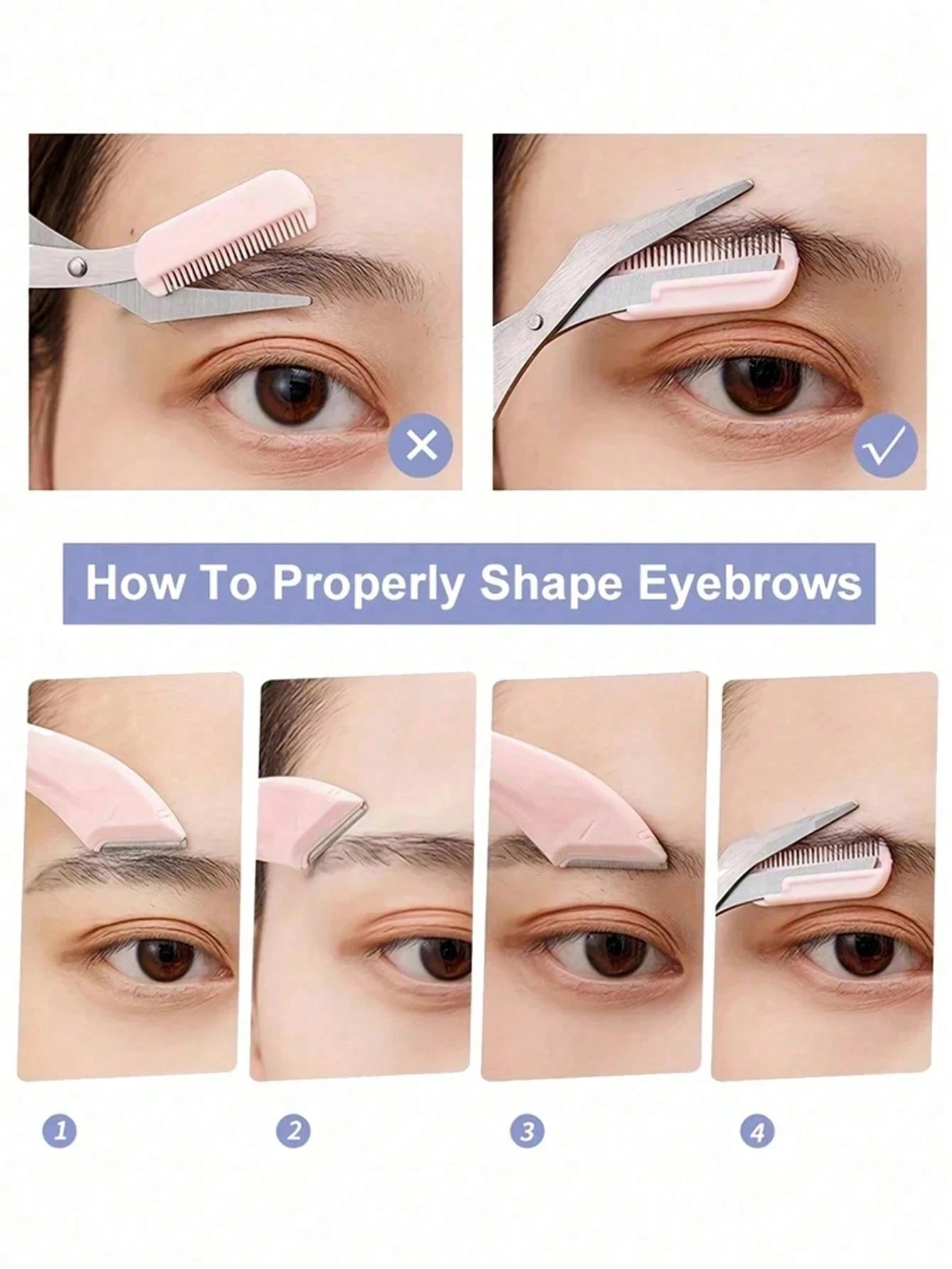 4pcs/2pcs/1pc Stainless Steel Eyebrow Trimmer Scissors Set With Comb, Suitable For Any Skin Type Beauty Tools, Unisex, Can Be Used For Depilation, Makeup, Home Decor, Vanity, Travel, Bedroom And More.