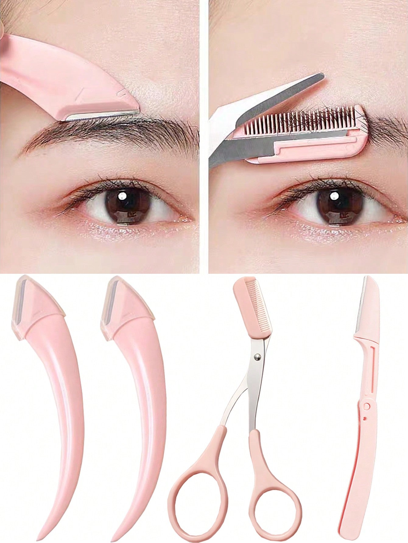 4pcs/2pcs/1pc Stainless Steel Eyebrow Trimmer Scissors Set With Comb, Suitable For Any Skin Type Beauty Tools, Unisex, Can Be Used For Depilation, Makeup, Home Decor, Vanity, Travel, Bedroom And More.