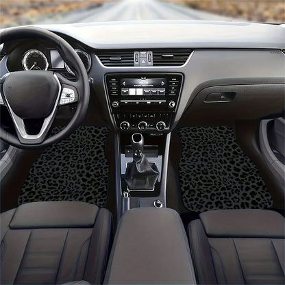 4pcs/2pcs Black Leopard Print Car Floor Mats, Suitable For All Models, All-Season Mats With Anti-Slip Base, Easy-Clean Car Interior Accessories