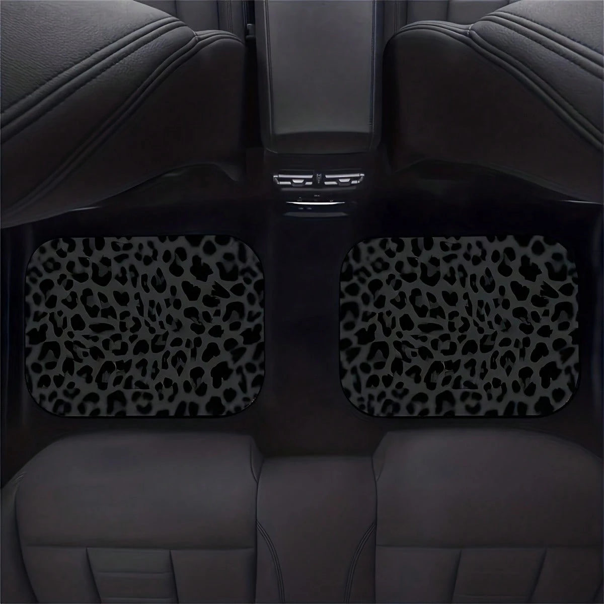 4pcs/2pcs Black Leopard Print Car Floor Mats, Suitable For All Models, All-Season Mats With Anti-Slip Base, Easy-Clean Car Interior Accessories