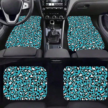 4pcs/2pcs Black Leopard Print Car Floor Mats, Suitable For All Models, All-Season Mats With Anti-Slip Base, Easy-Clean Car Interior Accessories
