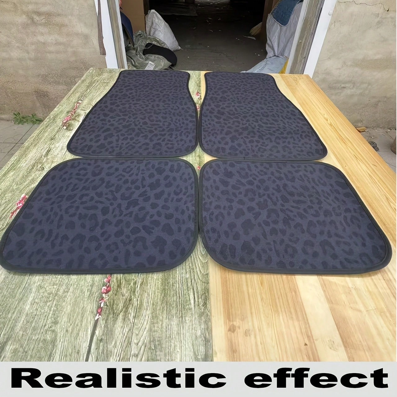 4pcs/2pcs Black Leopard Print Car Floor Mats, Suitable For All Models, All-Season Mats With Anti-Slip Base, Easy-Clean Car Interior Accessories