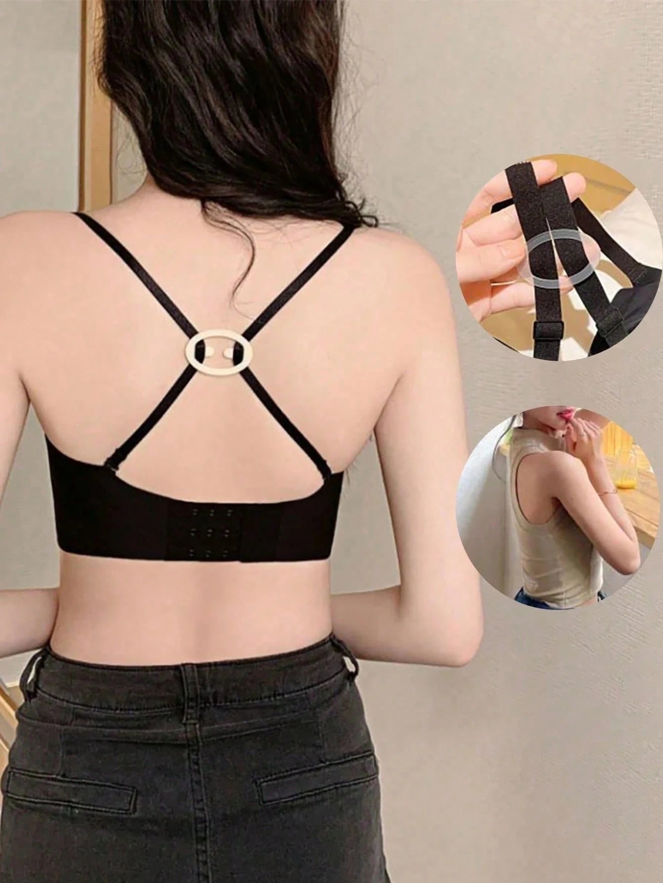 4pcs/2pcs Invisible Non-Slip Bra Strap Clips- Criss-Cross Design, Transparent Bra Hooks, Anti-Slip