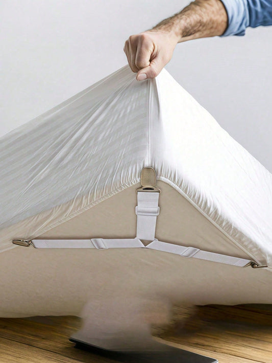 4Pcs Adjustable Bed Sheet Fixer Duvet Cover Clips, Metal Anti-Slip Fastener For Sofa Cover Tablecloth Tent, Durable Easy Install Bed Sheet Holder, Home Bedroom Bedding Accessories, Ideal For Bed Comfo
