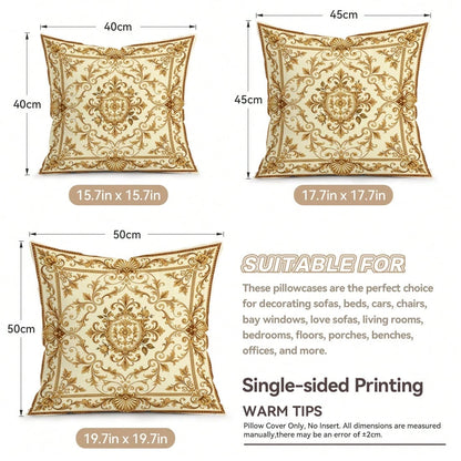 4pcs Baroque Palace Style Floral Pattern Pillow Covers, Single-Sided Printed Pillow Covers, Suitable For Living Room, Bedroom, Home Decor, All Season Pillow Covers
