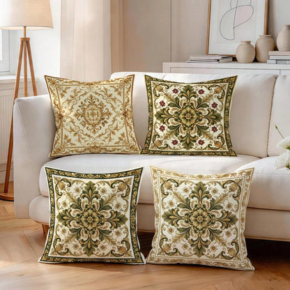 4pcs Baroque Palace Style Floral Pattern Pillow Covers, Single-Sided Printed Pillow Covers, Suitable For Living Room, Bedroom, Home Decor, All Season Pillow Covers