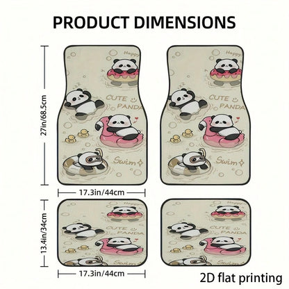 4pcs Car Floor Mats, Cute Cartoon Panda Pattern, Universal Car Floor Mats, Car Decoration Accessories, Car Interior Accessories, Washable, Suitable For Front And Rear Seats, Easy To Clean, Wear-Resist