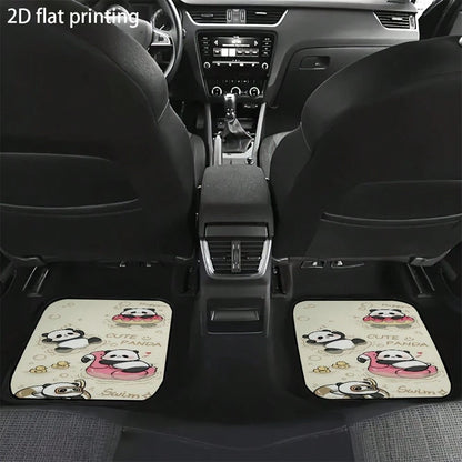 4pcs Car Floor Mats, Cute Cartoon Panda Pattern, Universal Car Floor Mats, Car Decoration Accessories, Car Interior Accessories, Washable, Suitable For Front And Rear Seats, Easy To Clean, Wear-Resist