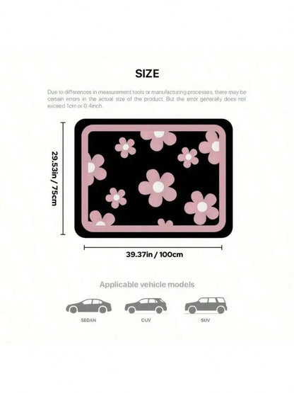 4pcs Car Floor Mats, Cute Pink Floral Design, Durable Polyester Material, Easy To Clean, Front And Rear Mats, For Full Car Interior Protection, Automotive Interior Accessories,Car Women Accessories,Ca
