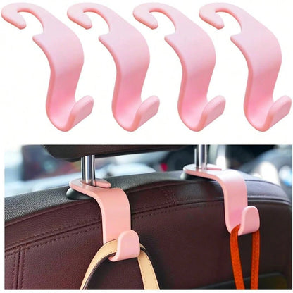 4PCS Car Seat Headrest Hook, Auto Back Seat Hanging Storage Organizer, Vehicle Seatback Hanger Holder For Purse Handbag Coat Umbrella, Universal Interior Car Accessories (White)