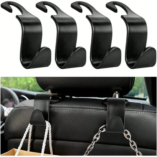 4PCS Car Seat Headrest Hook, Auto Back Seat Hanging Storage Organizer, Vehicle Seatback Hanger Holder For Purse Handbag Coat Umbrella, Universal Interior Car Accessories (White)