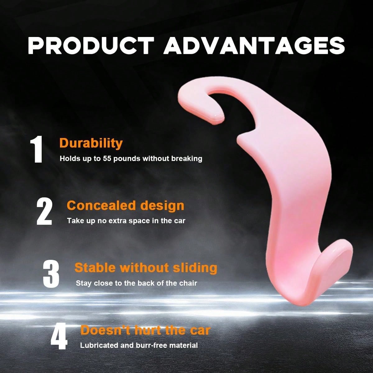 4PCS Car Seat Headrest Hook, Auto Back Seat Hanging Storage Organizer, Vehicle Seatback Hanger Holder For Purse Handbag Coat Umbrella, Universal Interior Car Accessories (White)