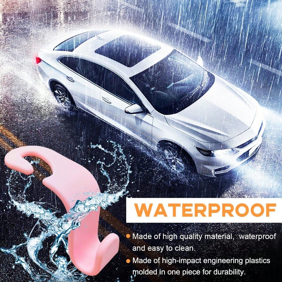 4PCS Car Seat Headrest Hook, Auto Back Seat Hanging Storage Organizer, Vehicle Seatback Hanger Holder For Purse Handbag Coat Umbrella, Universal Interior Car Accessories (White)