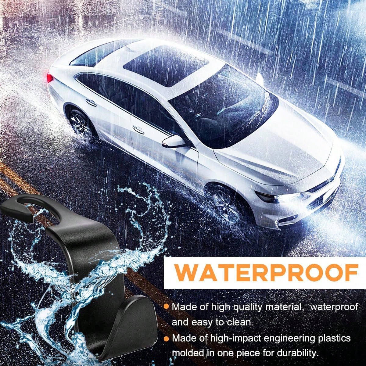 4PCS Car Seat Headrest Hook, Auto Back Seat Hanging Storage Organizer, Vehicle Seatback Hanger Holder For Purse Handbag Coat Umbrella, Universal Interior Car Accessories (White)