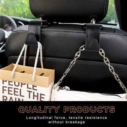 4PCS Car Seat Headrest Hook, Auto Back Seat Hanging Storage Organizer, Vehicle Seatback Hanger Holder For Purse Handbag Coat Umbrella, Universal Interior Car Accessories (White)