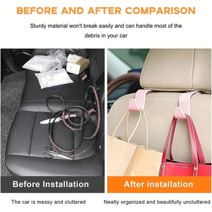 4PCS Car Seat Headrest Hook, Auto Back Seat Hanging Storage Organizer, Vehicle Seatback Hanger Holder For Purse Handbag Coat Umbrella, Universal Interior Car Accessories (White)