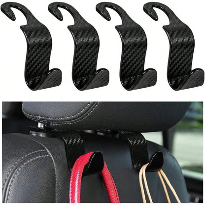 4PCS Car Seat Headrest Hook, Auto Back Seat Hanging Storage Organizer, Vehicle Seatback Hanger Holder For Purse Handbag Coat Umbrella, Universal Interior Car Accessories (White)