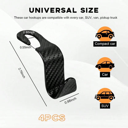 4PCS Car Seat Headrest Hook, Auto Back Seat Hanging Storage Organizer, Vehicle Seatback Hanger Holder For Purse Handbag Coat Umbrella, Universal Interior Car Accessories (White)