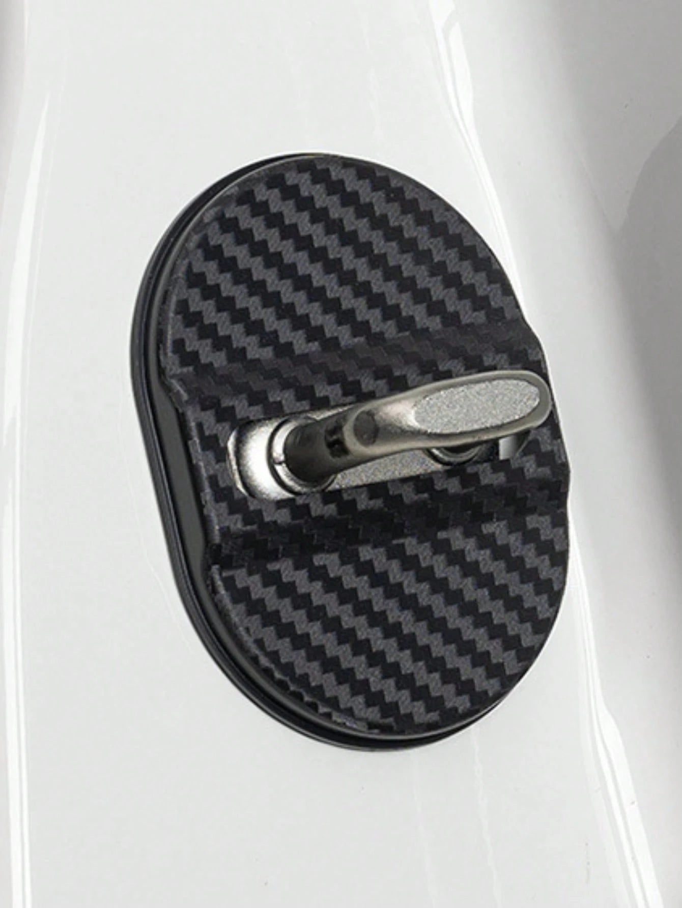 4Pcs Carbon Fiber Textured Anti-Rust Door Lock Cover – Universal Shock-Absorbing And Noise-Reducing Buffer Pad For Door Locks, Rainproof And Moisture-Proof